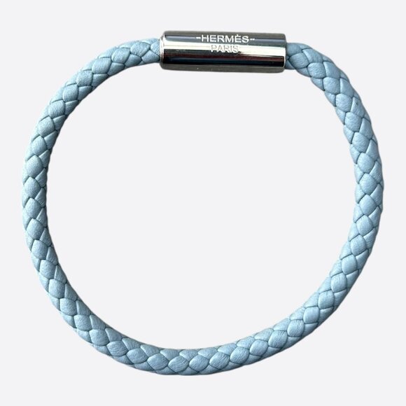 Hermes Light Blue Swift & Palladium Hardware Goliath Bracelet
